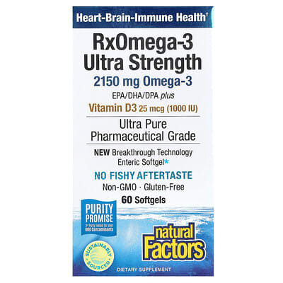 RxOmega-3 Ultra Strength с витамином D3, 60 мягких капсул