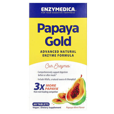 Enzymedica Papaya Gold, Papaya Mint, 60 таблеток