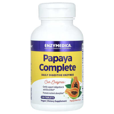 Enzymedica Papaya Complete, папайя-мята, 120 таблеток
