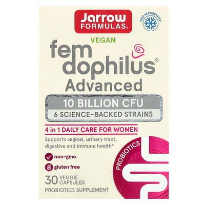Jarrow Formulas Vegan Fem Dophilus Advanced, 10 Billion CFU (104 mg), 30 вегетарианских капсул