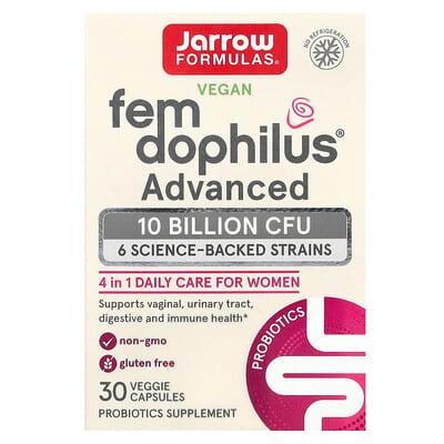 Веганские капсулы Jarrow Formulas Vegan Fem Dophilus, Advanced, 10 Billion CFU (250 mg), 30 Veggies Capsules