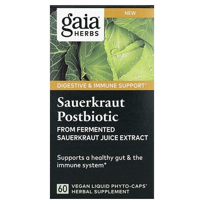 Постбиотик Sauerkraut Gaia Herbs, 60 веганских капсул (600 mg на капсулу)