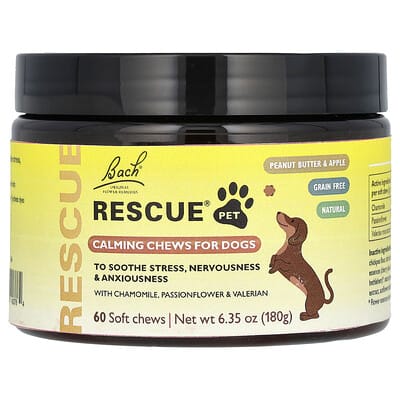 Успокаивающие лакомства Rescue Pet для собак, Peanut Butter & Apple, 60 шт., 6.35 oz (180 g)