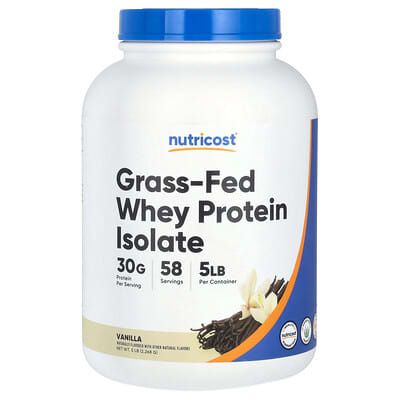 Whey Protein Isolate с травоядным скотом, Vanilla, 5 lb (2,268 г)