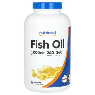 Nutricost Рыбий жир, 1,000 mg, 240 мягких капсул