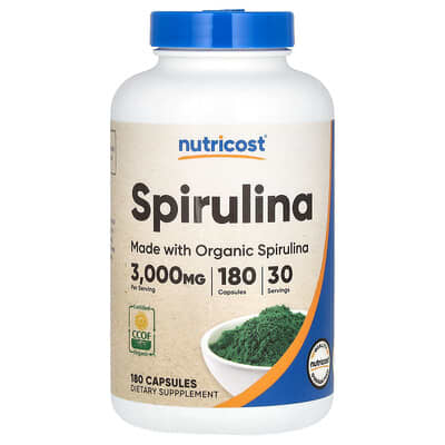 Спирулина Nutricost, 180 капсул (500 mg per Capsule)