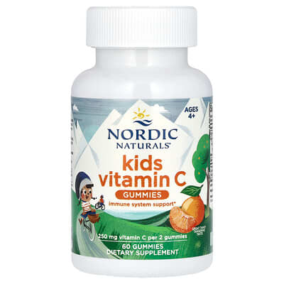 Nordic Naturals витамины для детей Vitamin C Gummies, Ages 4+, Tangy Tangerine, 60 шт. (125 mg per Gummy)