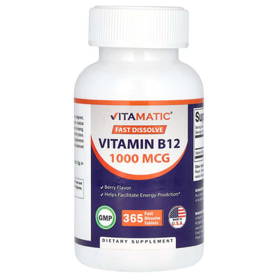 Витамин B12, ягоды, 1,000 mcg, 365 таблеток