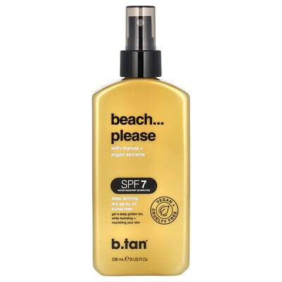 Beach...Please, Dry Spray Oil Sunscreen, SPF 7, Deep Tanning, 8 fl oz (236 ml)