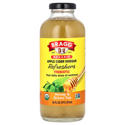 Organic Apple Cider Vinegar Refreshers, Beverage, Honey & Green Tea, 16 fl oz (473 ml)