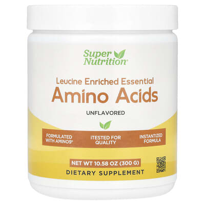Leucine Enriched Essential Amino Acids с L-Leucine, L-Lysine, L-Threonine, и L-Isoleucine, Unflavored, 10.58 oz (300 g)
