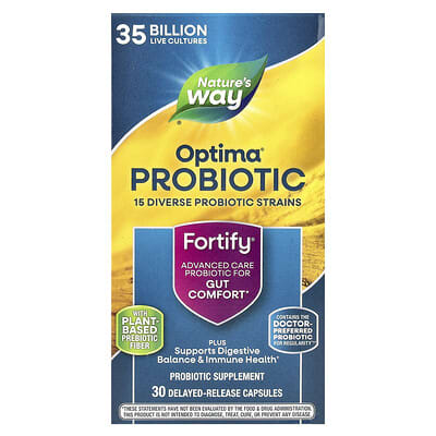 Пробиотик Optima® Probiotic, Fortify®, Gut Comfort, 35 Billion, 30 капсул