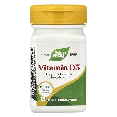 Витамин D3, 50 mcg (2,000 IU), 120 Softgels