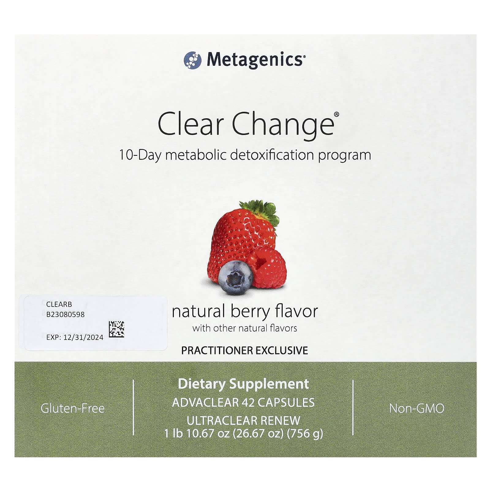 Clear Change, 10-Day Metabolic Detoxification Program, Natural Berry, 3 Piece Kit