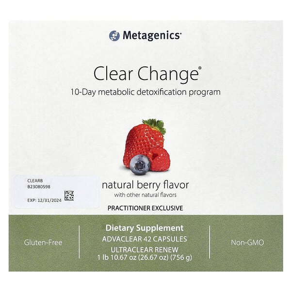 Metagenics программа детоксикации Clear Change, натуральная ягода, набор из 3 шт
