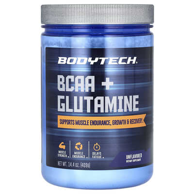 BCAA + Glutamine, без вкуса, 14.4 oz (409 g)