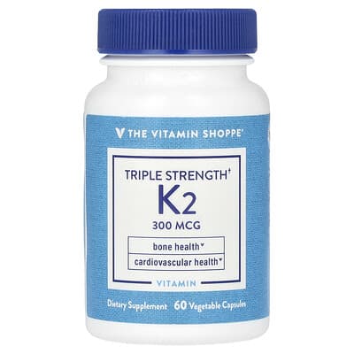 Витамин K2 The Vitamin Shoppe Triple Strength, 300 mcg, 60 капсул