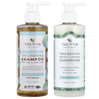 Tree To Tub набор шампуня и кондиционера для густых волос, Soapberry, 2 предмета, по 8.5 fl oz (250 ml) каждый