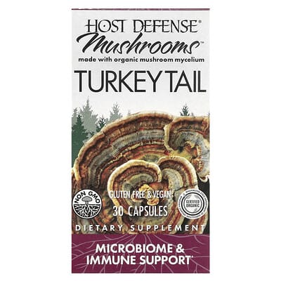 Капсулы Host Defense с грибами Turkey Tail, 30 шт (0.5 g per Capsule)