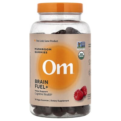 Brain Fuel+ жевательные конфеты с грибами, малина, 56 шт
