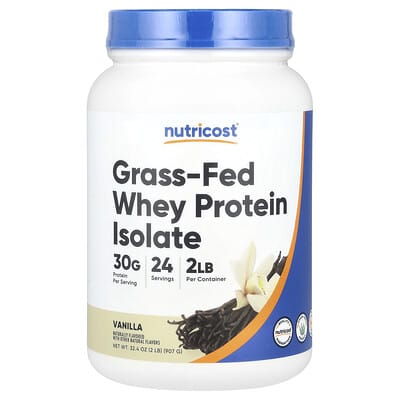 Whey Protein Isolate с травоядным скотом, Vanilla, 2 lb (907 g)
