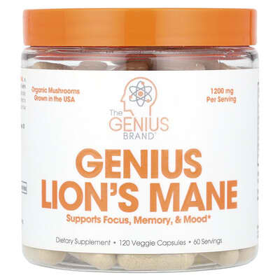 Genius Lion's Mane, 120 вегетарианских капсул (600 mg per Capsule)