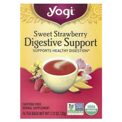Yogi Tea Диетическая поддержка, Sweet Strawberry, без кофеина, 16 чайных пакетиков, 32 g