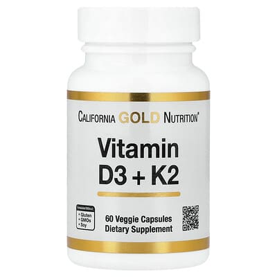 Vitamin D3 + K2, 60 вегетарианских капсул