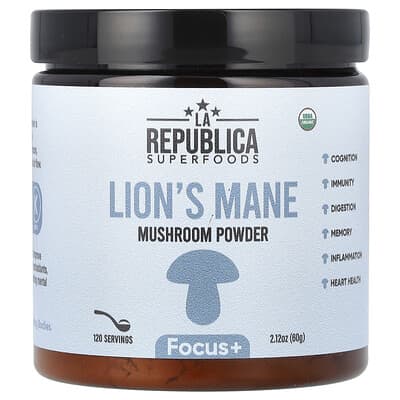 Порошок из грибов Lion's Mane, Superfoods, 2.12 oz (60 g)