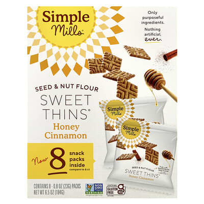 Мука из семян и орехов, Sweet Thins®, Honey Cinnamon, 8 упаковок, 0.8 oz (23 g) каждая