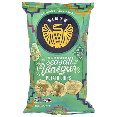Картофельные чипсы Siete Hint of Serrano Sea Salt & Vinegar, 5.5 Oz (156 g)