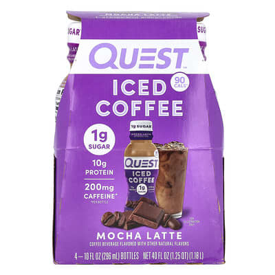 Iced Coffee, Mocha Latte, 4 Bottles, 10 fl oz (296 ml) Each