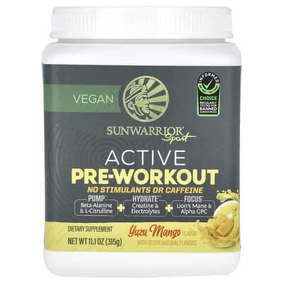 Sport, Active Pre-Workout, No Stimulants or Caffeine, Yuzu Mango, 11.1 oz (315 g)