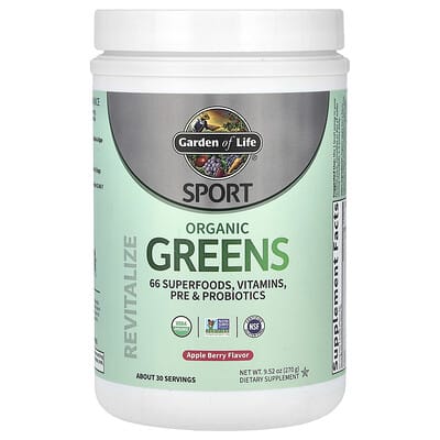 Органические зеленые смеси Sport, Apple Berry, 9.52 oz (270 g)