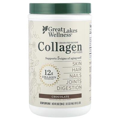 Great Lakes Wellness пептиды говяжьего коллагена, шоколад, 284 g