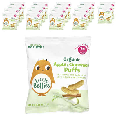 Organic Apple & Cinnamon Puffs, 7+ Months, 18 Bags, 0.42 oz (12 g) Each