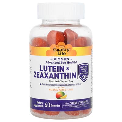 Country Life жевательные мармеладки с лютеином и зеаксантином, Natural Mango, 60 шт.