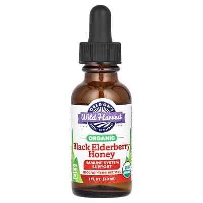 Oregon's Wild Harvest Органический мед с черной бузиной, без спирта, 1 fl oz (30 ml)