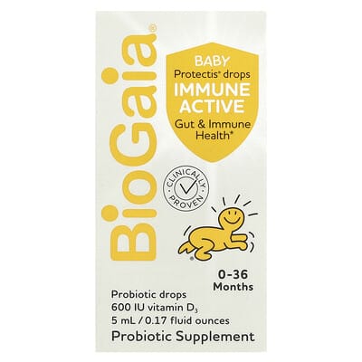 Пробиотик BioGaia Protectis Baby, капли для иммунитета, 0-36 месяцев, 0.17 fl oz (5 ml)