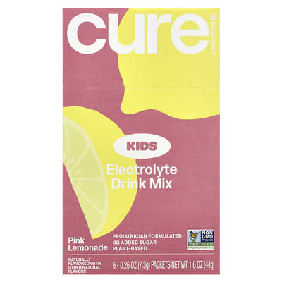 Cure Hydration Детский напиток с электролитами, розовый лимонад, 6 пакетиков по 0.26 oz (7.3 g)