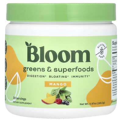 Зеленые суперфуды Bloom, Mango, 5.97 oz (169.2 g)
