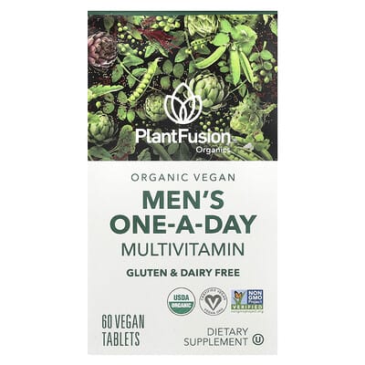 PlantFusion Organic Vegan Мужской One-a-Day Multivitamin 60 Vegan Tablets
