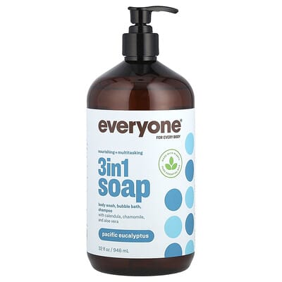 3 in 1 Soap, Body Wash, Bubble Bath, Shampoo, Pacific Eucalyptus, 32 fl oz (946 ml)