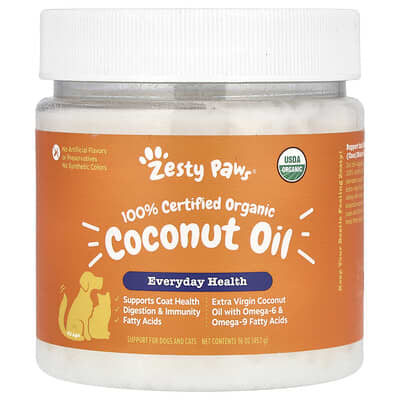 Zesty Paws Органическое кокосовое масло для собак и кошек, 16 oz (453 g)