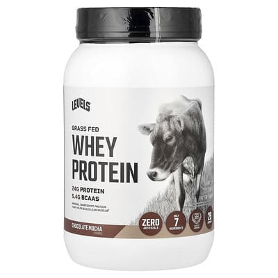 Сывороточный протеин Levels Grass Fed Whey Protein Powder, Chocolate Mocha, 2 lb (907 g)