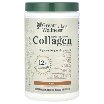 Коллаген Great Lakes Wellness Grass-Fed Bovine Collagen Peptides, Chai, 10 oz (284 g)