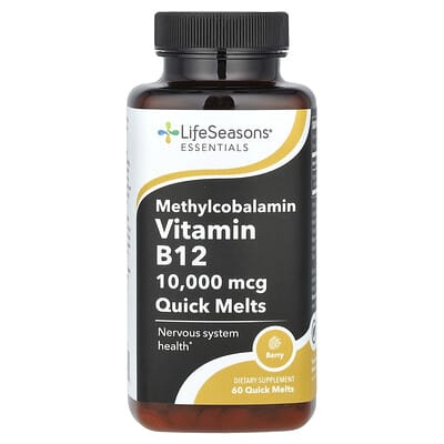Essentials, Methylcobalamin Vitamin B12, Berry, 10,000 mcg, 60 Quick Melts