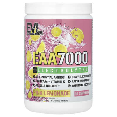 EAA 7000 + электролиты, розовая лимонадная газировка, 13 oz (369 g)