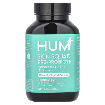 Пребиотик HUM Nutrition Skin Squad Pre + Probiotic, 60 Vegan Capsules
