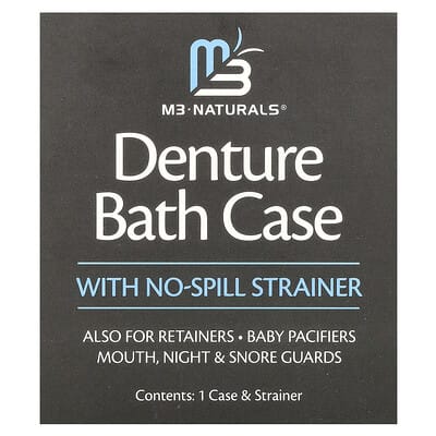 Denture Bath Case with No Spill Strainer, 1 Set